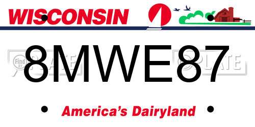 8MWE87 Wisconsin License Plate