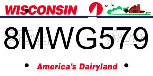 8MWG579 Wisconsin License Plate