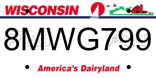 8MWG799 Wisconsin License Plate