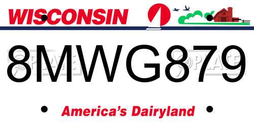 8MWG879 Wisconsin License Plate
