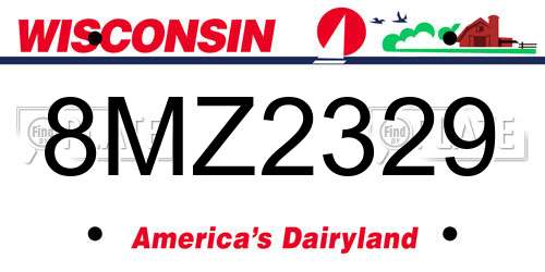 8MZ2329 Wisconsin License Plate