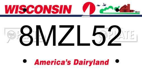8MZL52 Wisconsin License Plate
