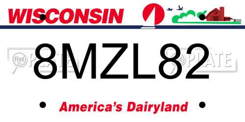 8MZL82 Wisconsin License Plate