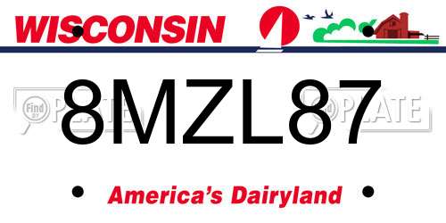 8MZL87 Wisconsin License Plate
