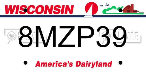 8MZP39 Wisconsin License Plate