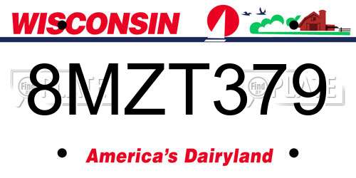 8MZT379 Wisconsin License Plate