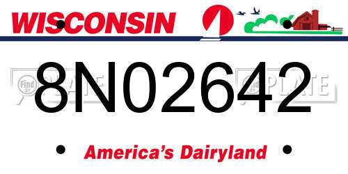 8N02642 Wisconsin License Plate