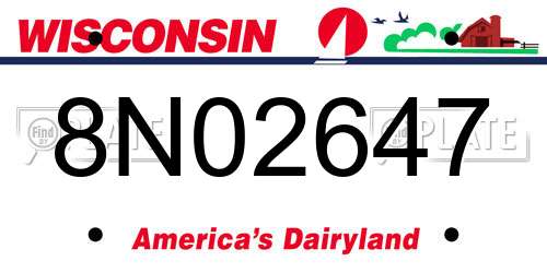 8N02647 Wisconsin License Plate