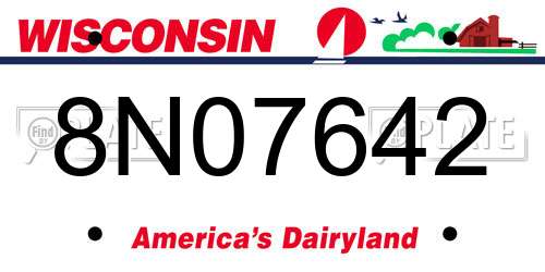 8N07642 Wisconsin License Plate