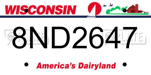 8ND2647 Wisconsin License Plate