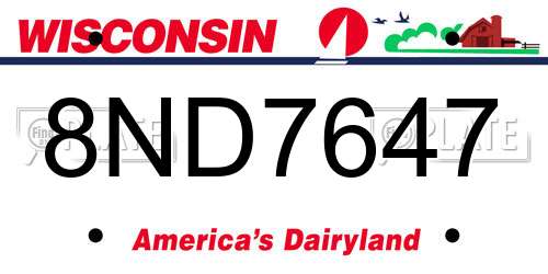 8ND7647 Wisconsin License Plate