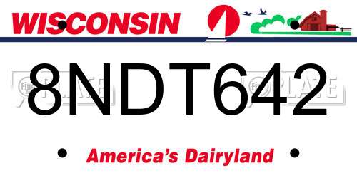 8NDT642 Wisconsin License Plate