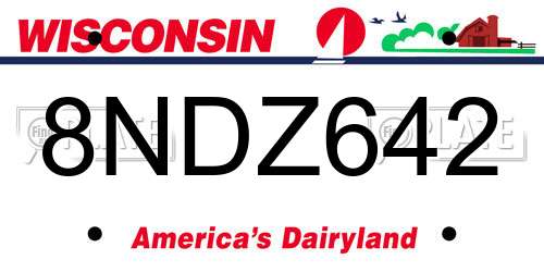 8NDZ642 Wisconsin License Plate