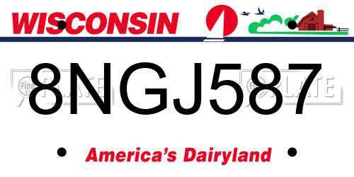 8NGJ587 Wisconsin License Plate