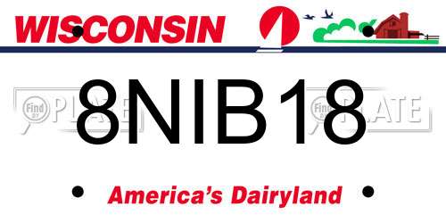 8NIB18 Wisconsin License Plate