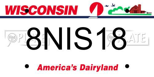 8NIS18 Wisconsin License Plate