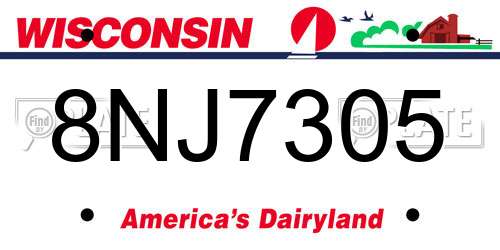8NJ7305 Wisconsin License Plate