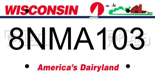 8NMA103 Wisconsin License Plate