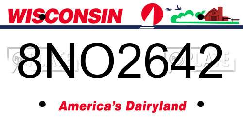 8NO2642 Wisconsin License Plate