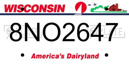 8NO2647 Wisconsin License Plate