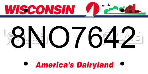 8NO7642 Wisconsin License Plate