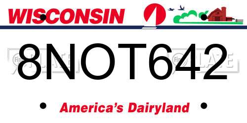8NOT642 Wisconsin License Plate