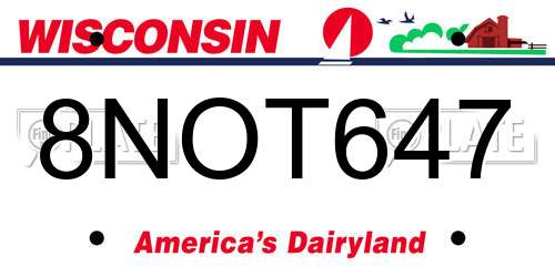8NOT647 Wisconsin License Plate