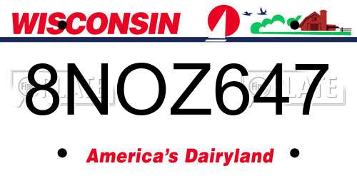 8NOZ647 Wisconsin License Plate