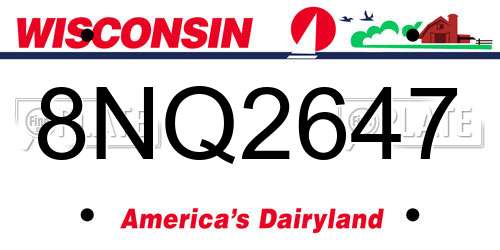 8NQ2647 Wisconsin License Plate