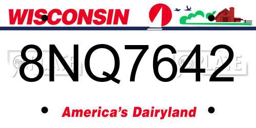8NQ7642 Wisconsin License Plate