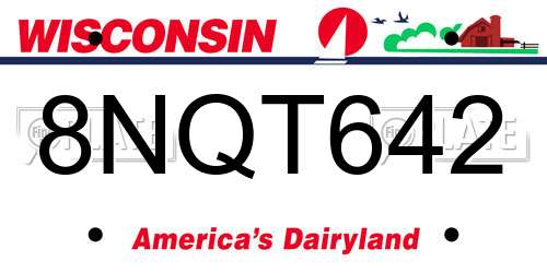 8NQT642 Wisconsin License Plate