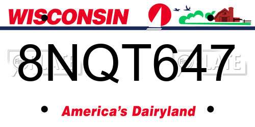 8NQT647 Wisconsin License Plate