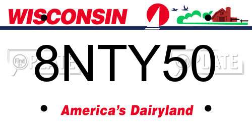 8NTY50 Wisconsin License Plate
