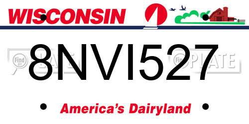 8NVI527 Wisconsin License Plate
