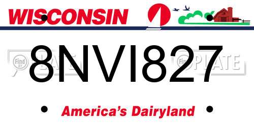 8NVI827 Wisconsin License Plate