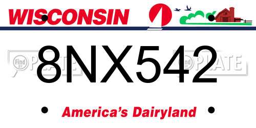 8NX542 Wisconsin License Plate