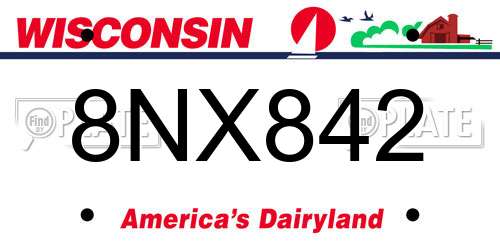 8NX842 Wisconsin License Plate