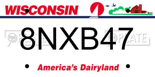 8NXB47 Wisconsin License Plate