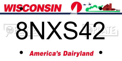 8NXS42 Wisconsin License Plate