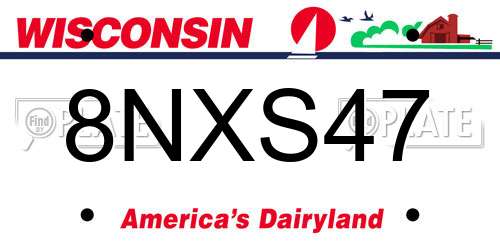 8NXS47 Wisconsin License Plate