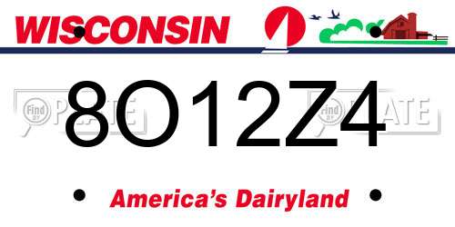 8O12Z4 Wisconsin License Plate