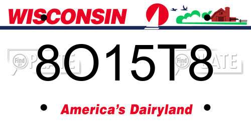 8O15T8 Wisconsin License Plate