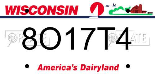 8O17T4 Wisconsin License Plate