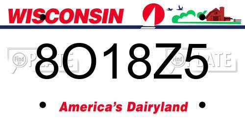 8O18Z5 Wisconsin License Plate