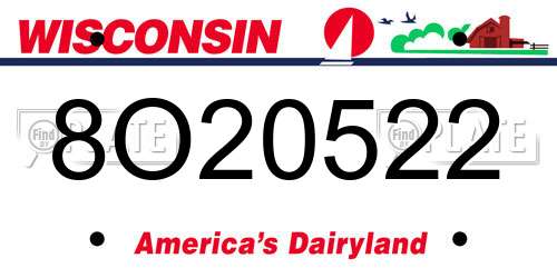 8O20522 Wisconsin License Plate