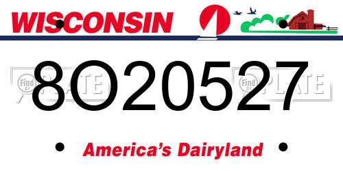 8O20527 Wisconsin License Plate