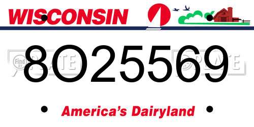 8O25569 Wisconsin License Plate