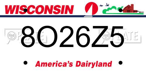 8O26Z5 Wisconsin License Plate