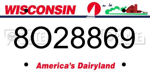 8O28869 Wisconsin License Plate
