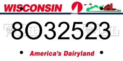 8O32523 Wisconsin License Plate